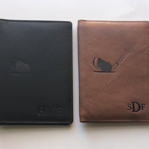 Regalo personalizado, billetera para pasaporte con RFID, funda para pasaporte personalizada, juegos de regalo con gráficos de golf, regalo de viaje, funda para pasaporte con monograma