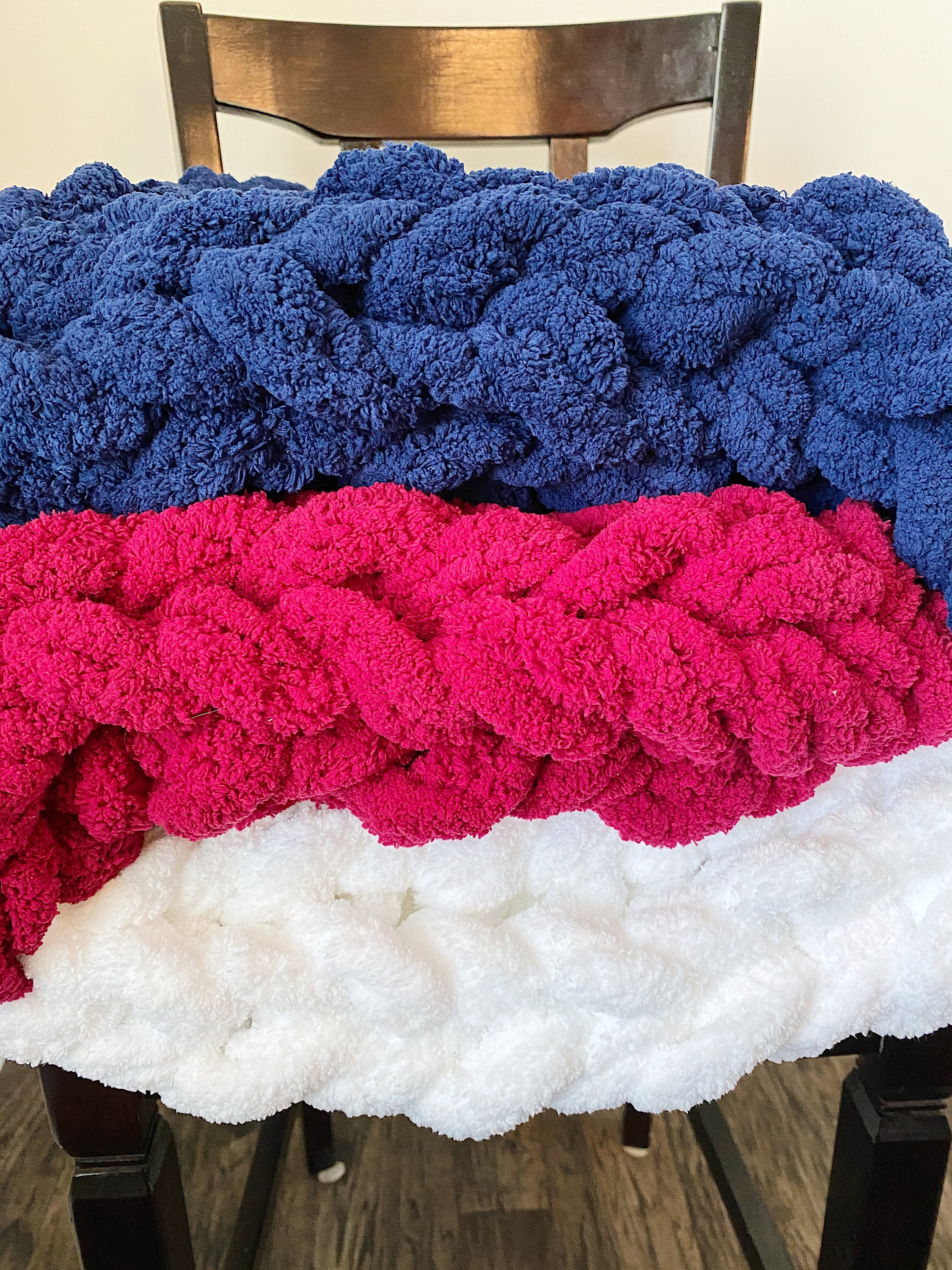 Red White Blue USA Chunky Knit Blanket Naturally Weighted Etsy