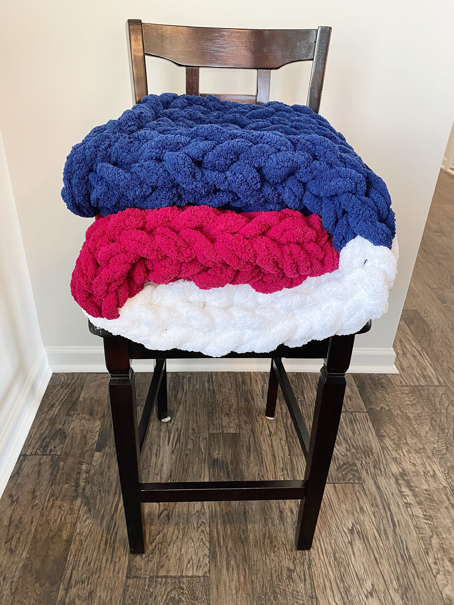Red White Blue USA Chunky Knit Blanket Naturally Weighted Etsy