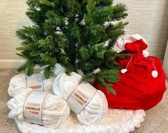 DIY Tree Skirt Kit, Farmhouse Decor, Easy Chenille Craft, Christmas Decor