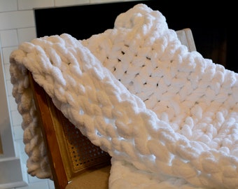Hand Knit, Made In USA, Chunky Knit Blanket, Custom, Soft, Comfy