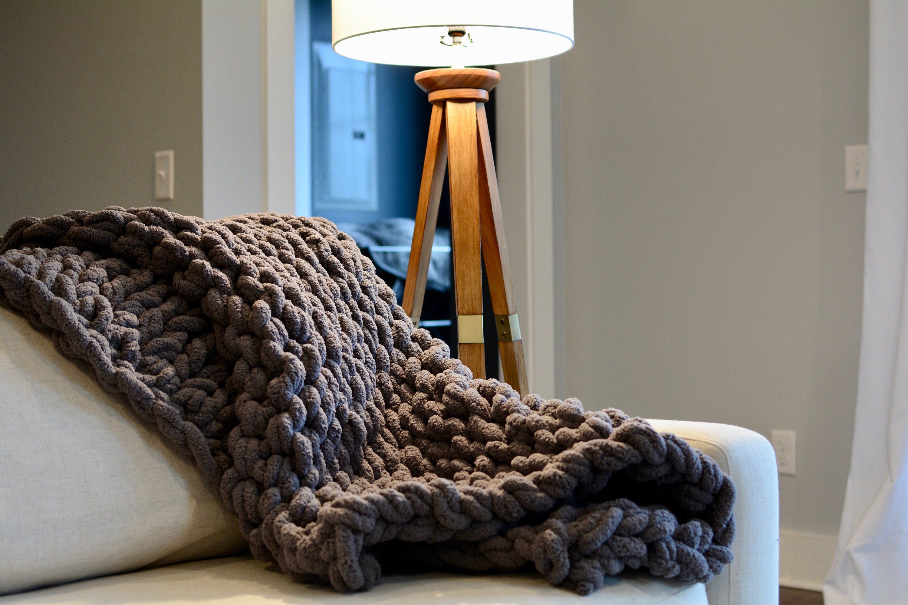 Oversized Chunky Knit Blanket Hand Knit Custom Soft Comfy Etsy