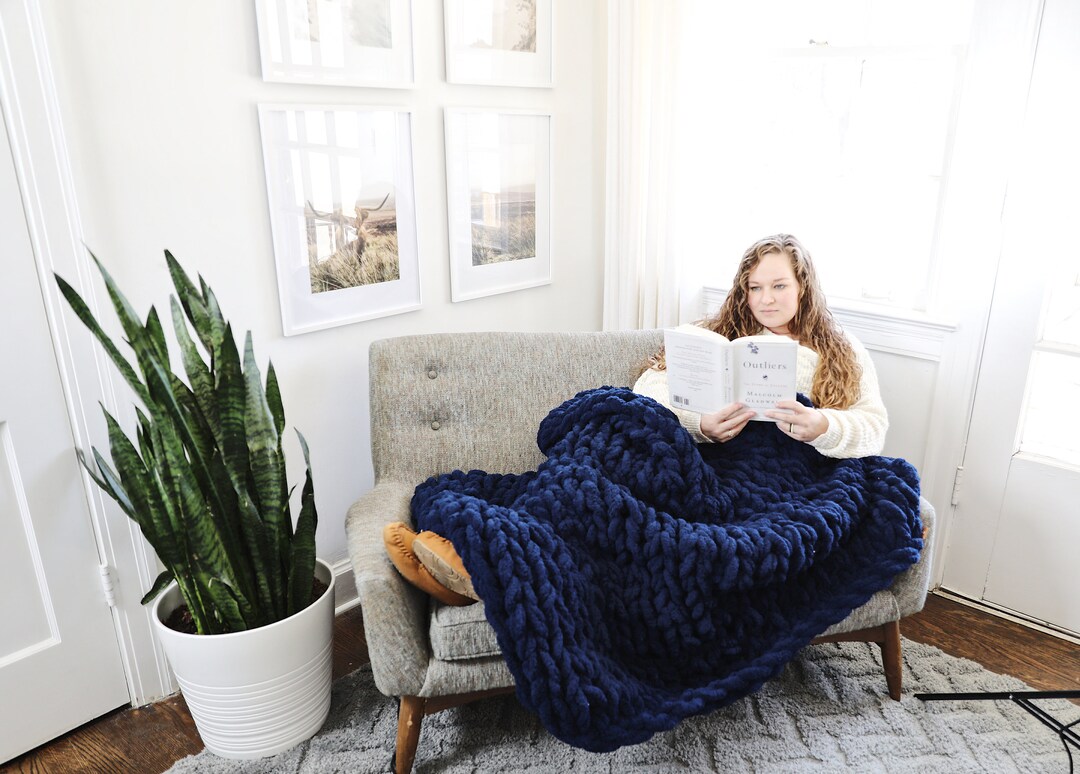 Giant Chunky Knit Blanket, Hand Knit, Soft, Gift, Comfy, Naturally