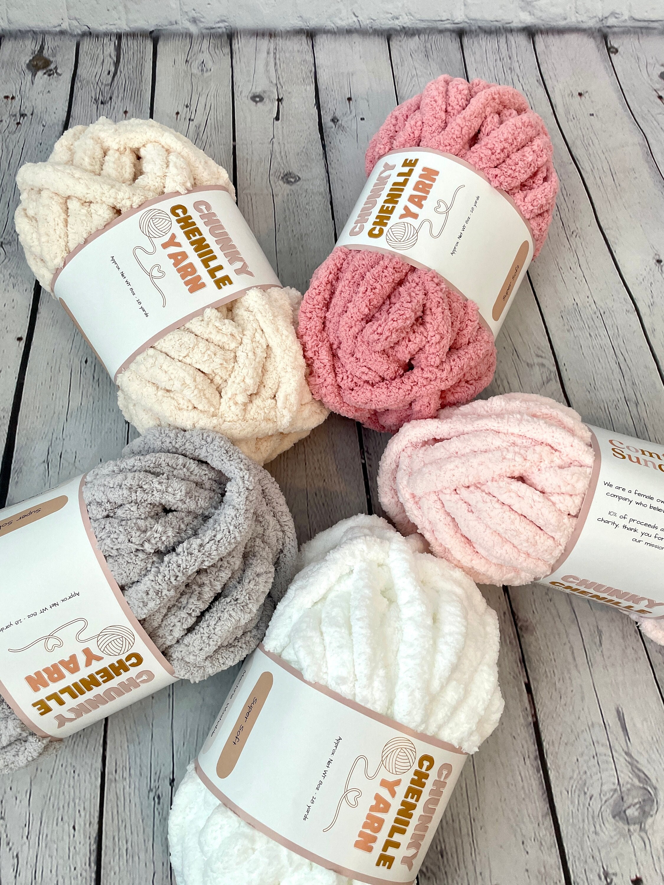 Chunky Knit Chenille Yarn for Hand Knitting Blankets, Super Soft Big Jumbo  Blanket Yarn (Dusty Pink)