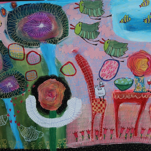 47/67 Gartenfrühstück, Acryl auf Leinwand