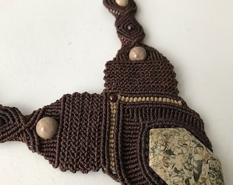 Macrame Necklace w/ Fossilized Shells