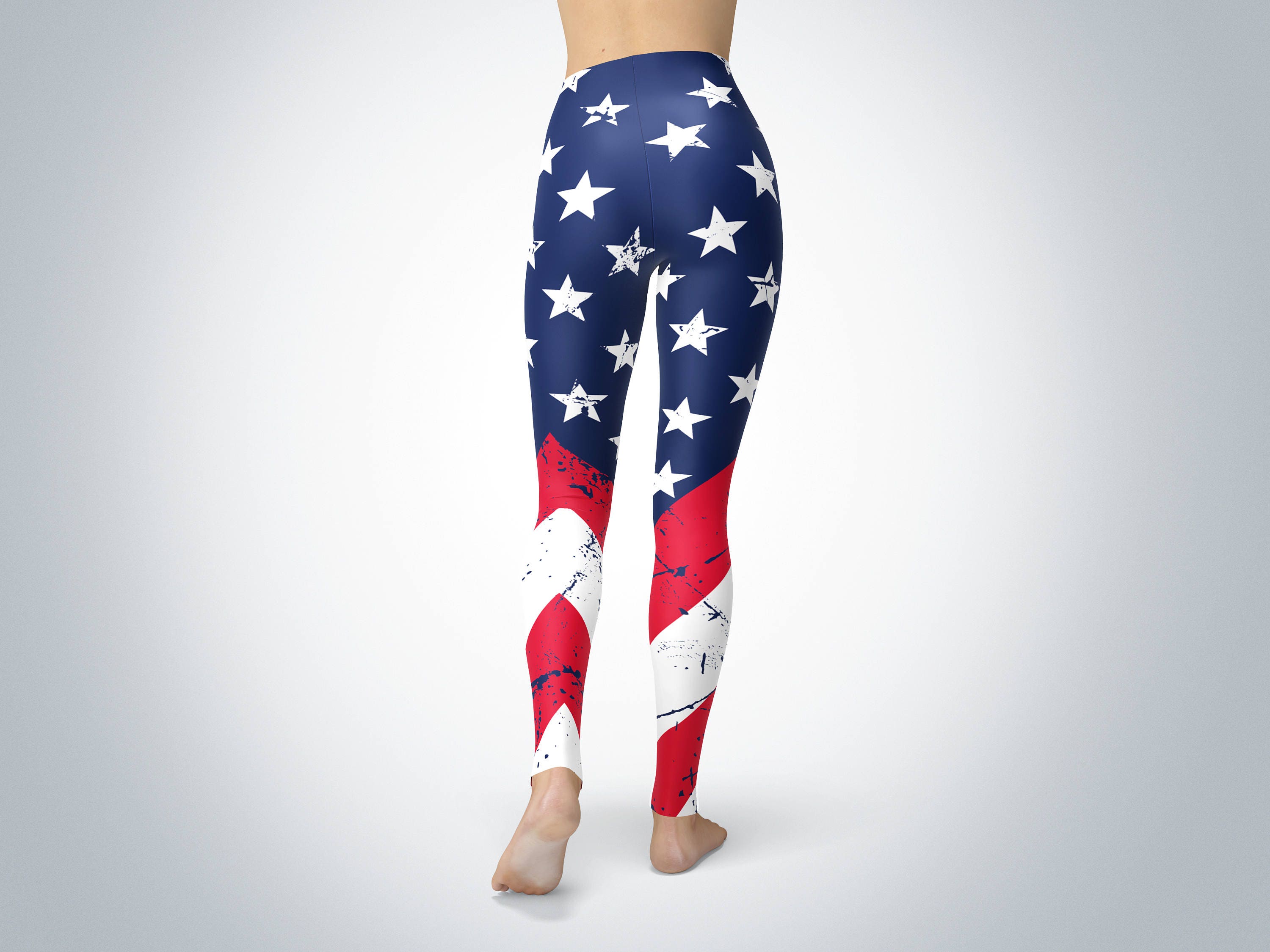 American Flag Leggings USA Flag Clothing Yoga Leggings Blue | Etsy