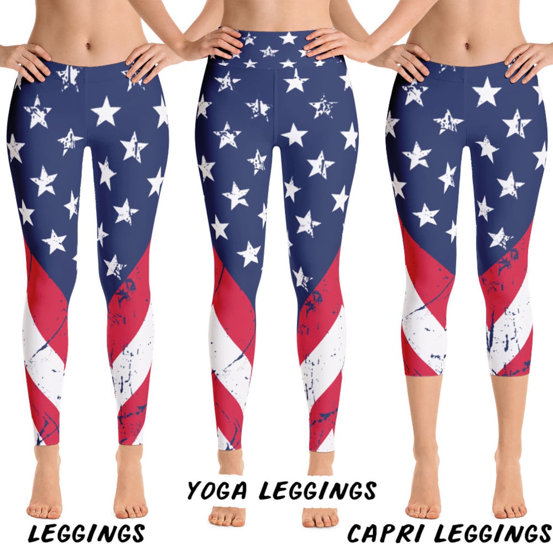 American Flag Leggings USA Flag Clothing Yoga Leggings Blue Etsy