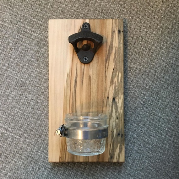 Bottle Opener Board with Jar Ambrosia Maple & Steel Etsy