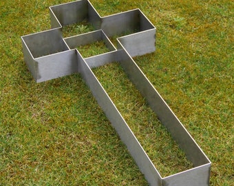 Stainless steel funeral cross planter cemetery grave design for gravel and flowers