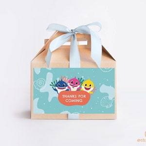 DIGITAL Shark Gable Box, Baby Blue Shark Personalised Favours, Shark Digital Kit, Shark Party Decor Bundle, Shark Birthday, Baby Blue Shark