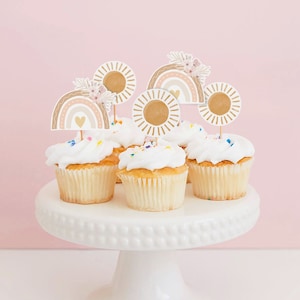 Boho Rainbow Toppers | Boho Rainbow Party | Boho Rainbow Cupcakes | Boho Rainbow Birthday