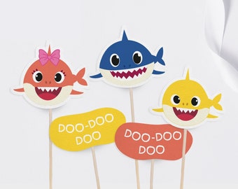 Baby Shark Mini Toppers, Baby Shark Cupcake Toppers, Baby Shark Digital Kit, Baby Shark Party Decoration