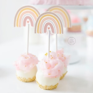 Regenbogen Geburtstag Mini Toppers, Boho Regenbogen Party, Boho Regenbogen Dekoration, Boho Regenbogen Ideen, Regenbogen Geburtstag, Regenbogen Einladung, Boho