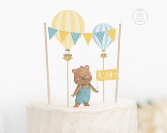 Hot Air Balloon Birthday, Hot Air Balloon Party, Hot Air Balloon Toppers, Balloon Cake Topper, Bear Party, Hot Air Balloon Baby Shower