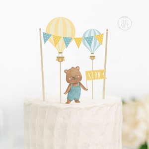 Hot Air Balloon Birthday, Hot Air Balloon Party, Hot Air Balloon Toppers, Balloon Cake Topper, Bear Party, Hot Air Balloon Baby Shower