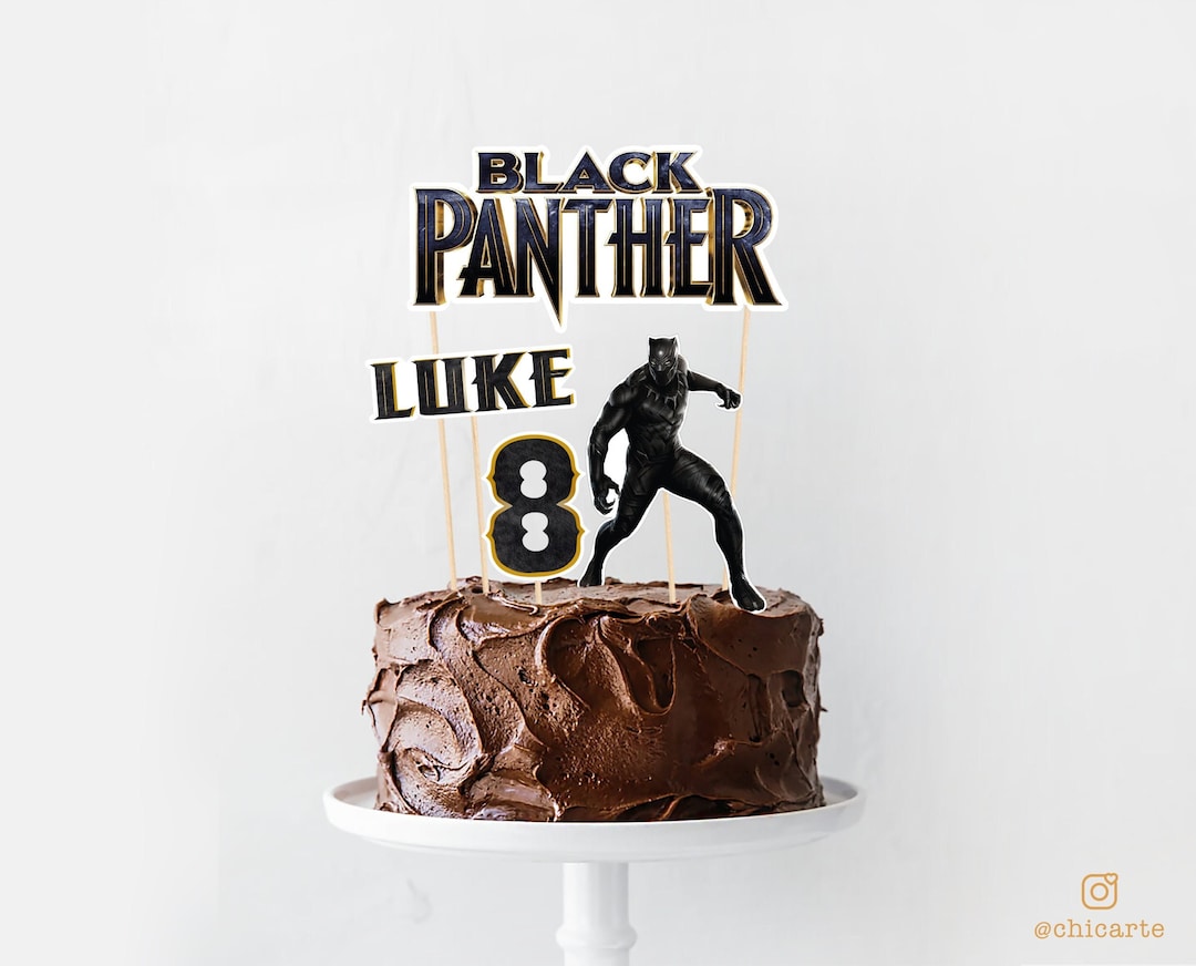 Black Panther Cake Topper, Marvel Black Panther Party, Marvel Black