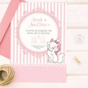 Marie Invite, Marie Invitation, Marie Birthday, Marie The Cat, Marie Printable, Cat Marie Invitation