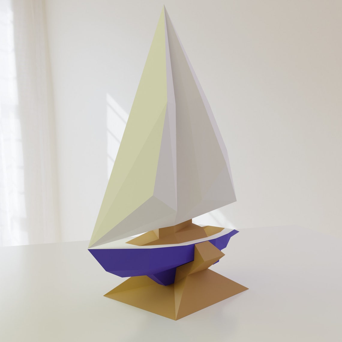 Yacht Paper Model Yacht Paper Craft Low Poly 3D Puzzle Etsy