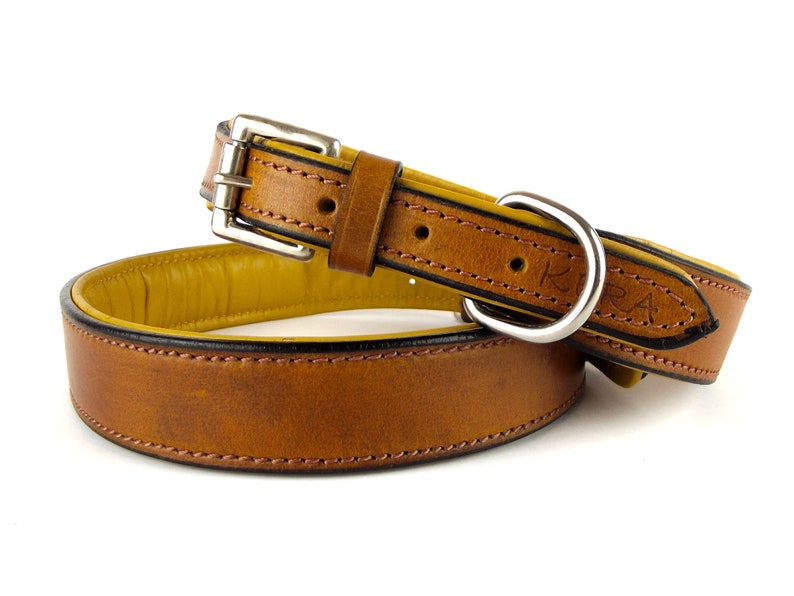 Chestnut Available in S M L Brown Leather Dog Collar Slight Second