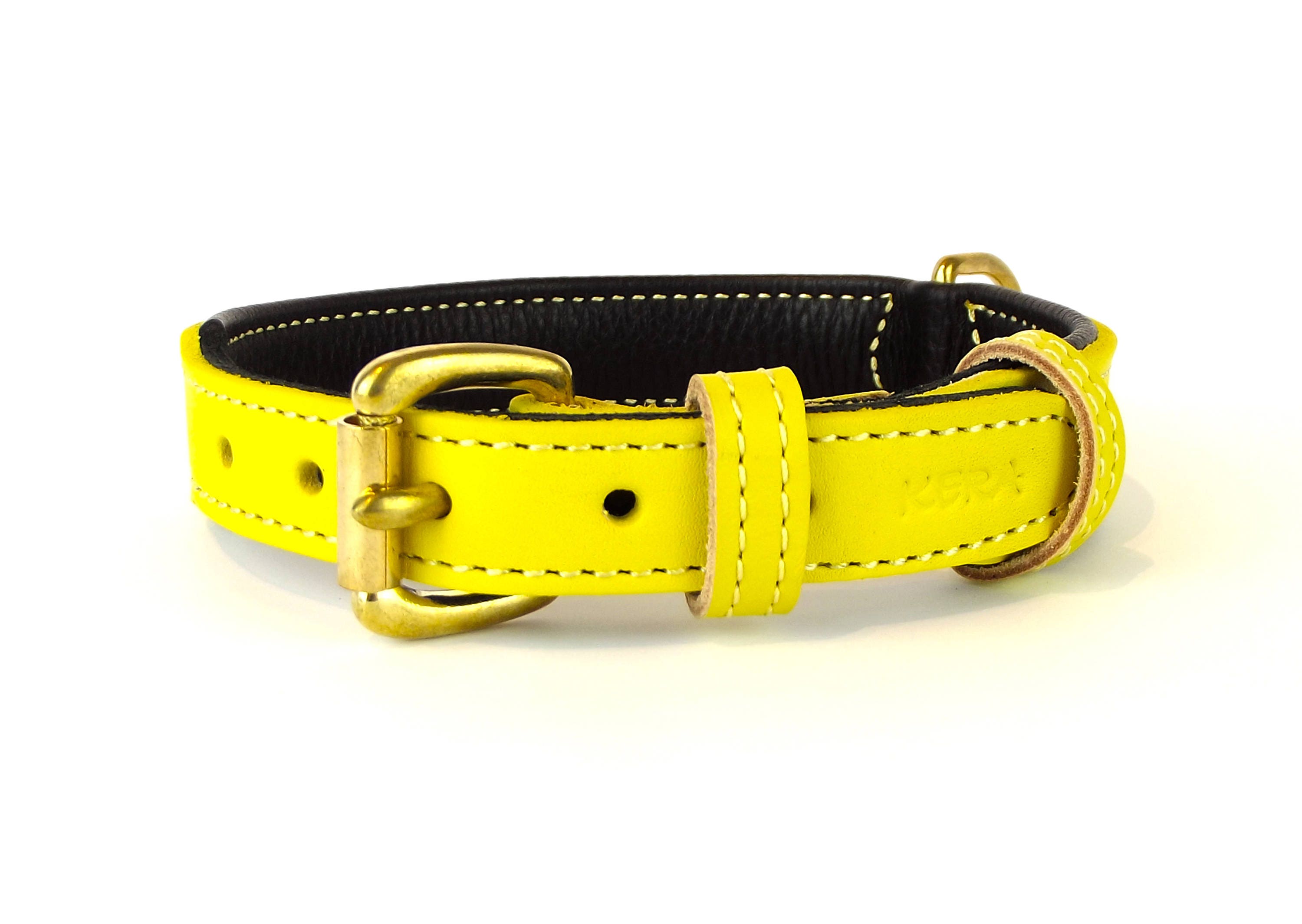 Yellow Leather Dog Collar Luxury Italian Leather Yellow Etsy