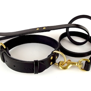Black Leather Dog Collar - leather Working Dog Collar