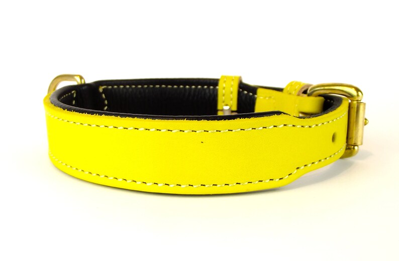 Yellow leather Dog Collar Luxury Italian Leather Yellow Etsy