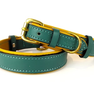 Green Leather Dog Collar - Superior Quality Leather - Jade Leather with Soft Padded Inner (XS / S / M / L / XL) by Kera Pets