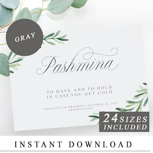 Wedding Pashmina Sign, To Have And To Hold In Case You Get Cold Sign, Greenery Pashmina Sign, Outdoor Wedding Reception INSTANT DOWNLOAD