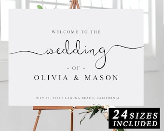 Printable Wedding Welcome Sign Template, Wedding Welcome Template, Elegant Welcome Sign, Welcome Wedding Template, 24 sizes,Instant Download