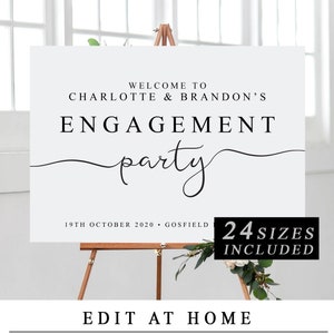 Personalised Engagement Party Sign,Printable Welcome to Our Engagement Sign, DIY Wedding Engagement Party Template 24 Sizes INSTANT DOWNLOAD