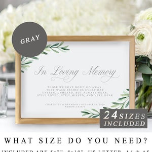 Greenery In Loving Memory Sign, In Loving Memory Template, Remembrance Wedding Sign, Wedding Memorial Table Sign, In Honor INSTANT DOWNLOAD
