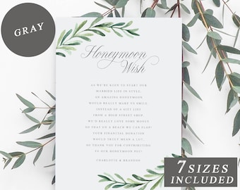 Tarjetas de deseos para la luna de miel imprimibles, Tarjetas de deseos para la luna de miel con motivos vegetales, Fondo para la luna de miel, Inserto para el pozo de los deseos de boda, Tarjeta de acompañamiento DESCARGA INSTANTÁNEA