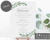 Greenery Wedding Welcome Bag Note, Printable Wedding Itinerary, Editable Agenda Cards, Wedding Welcome Bag Letter, Bag Tags INSTANT DOWNLOAD