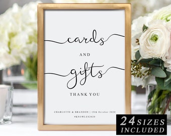 Card and Gifts Sign in 24 Sizes, Wedding Reception DIY Sign, Cards & Gifts Printable, Wedding Sign Print At Home, The One, INSTANT DOWNLOAD