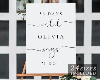 Days Until I Do Sign, Personalised Bridal Shower Template, Bridal Shower Countdown Sign, Party Bridal Shower Decor INSTANT DOWNLOAD The One