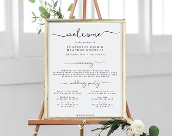 Wedding Program Sign, Wedding Program Template, Editable Wedding Programs, Custom Wedding Program Printable, DIY Ceremony Program, The One