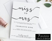 Miss to Mrs Bridal Shower Invitation Template, DIY Wedding Shower Invite, Instantly Printable Editable Invite, The One INSTANT DOWNLOAD