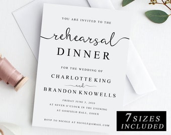 Printable Rehearsal Dinner Invitation Template, The Night Before Invitation, Rehearsal Diner Invite Card,  Pre Wedding Party Invitation