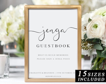 Jenga Guestbook Wedding Sign Template, DIY Jenga Guest Book Reception Signs, Printable Guestbook Wedding Sign, The One, INSTANT DOWNLOAD