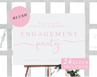 Custom Welcome to our Engagement Party Sign Template, Blush Pink Engagement Party Printable, Welcome Engagement Sign, Blush Calligraphy PDF