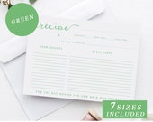 Bridal Recipe Card in GREEN, Bridal Shower Template, Downloadable Recipe Card, Bridal Shower Insert, Printable, Instant Download, DIY