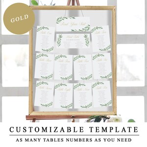 Sitzplan für Hochzeiten mit Gold Kalligraphie, druckbarer Tischplan, Sitzplan für Hochzeitsfeiern, SOFORTIGER DOWNLOAD