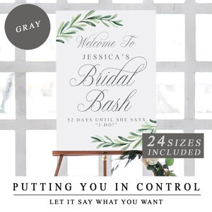 Bachelorette Party Sign, Greenery Bridal Shower Template, Editable Wedding Bachelorette Banner, Personalised Bride To Be, Hen Party DOWNLOAD