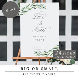 Greenery Love is Sweet Please Take A Treat Borden, bord groen bruiloft, reep, bord snoepje, sjabloon snoepreep, sjabloon INSTANT DOWNLOAD