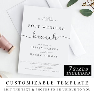 Post bruiloft brunch nodigt, bruiloft brunch uitnodiging sjabloon, bewerkbare brunch uitnodigen, afdrukbare bruiloft brunch sjabloon INSTANT DOWNLOAD