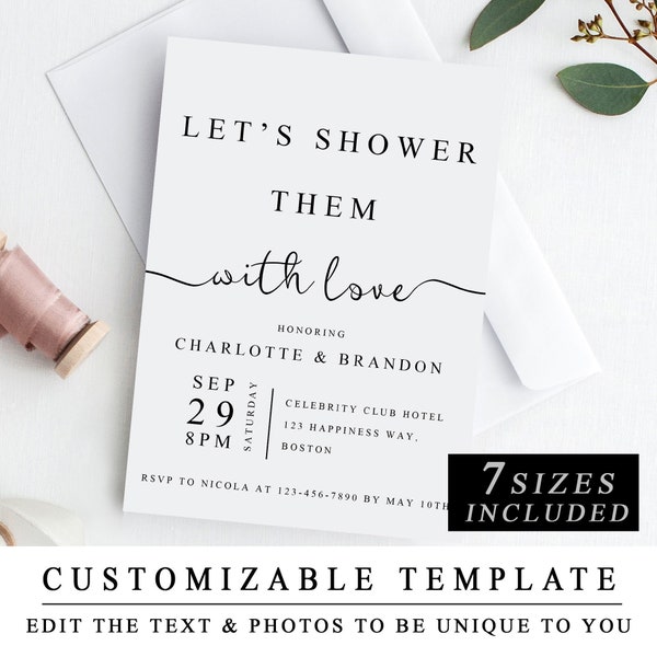 Couples Shower Invitation Template in 'The One', Printable Wedding Shower Invite Card, DIY Editable Couples Shower Invite, INSTANT DOWNLOAD