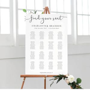 Find Your Seat - Wedding Seating Plan in 'the One' - Printable Wedding ...