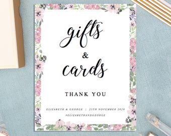 Floral Card and Gifts Sign, Wedding Reception DIY Sign, Cards & Gifts Printable, Wedding Sign Print At Home, INSTANT DOWNLOAD