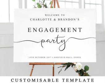 Personalised Engagement Party Sign, Printable Welcome to Our Engagement Sign, DIY Wedding Engagement Party Template 5 Sizes INSTANT DOWNLOAD